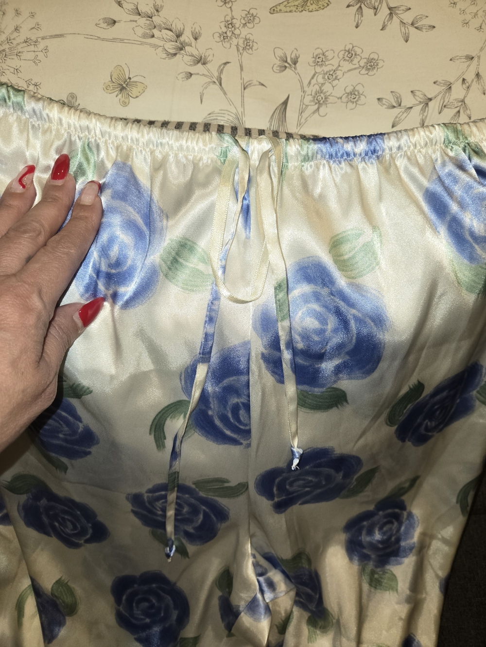 croft & barrow Blue Floral Satin Pajama Set - Picture 6 of 8